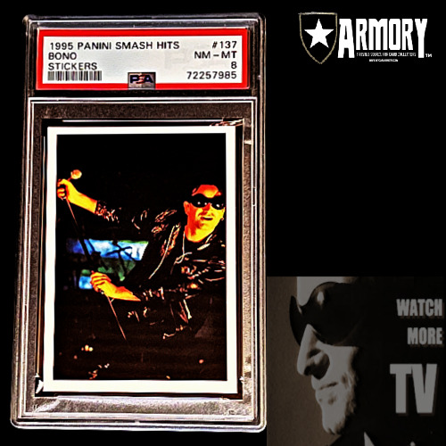 U2 Bono | 1995 Panini Smash Hits Sticker #137, 1/1 EXTREMELY RARE PSA 8 NM/MT