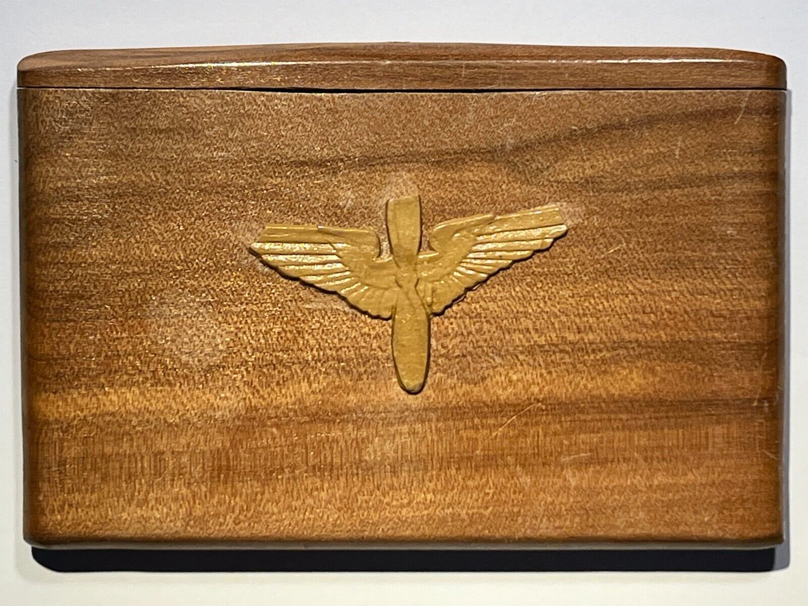 WWII USAAF US Army Air Force Wooden Cigarette Case USAAC Air Corps Insignia HTF