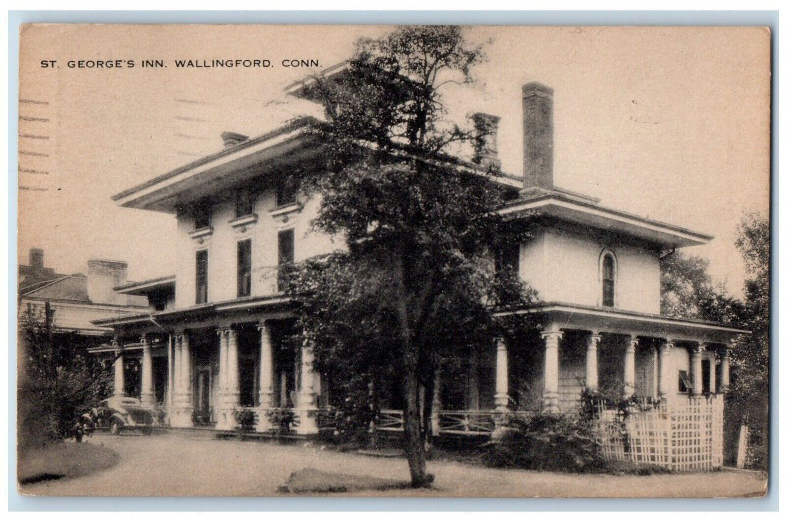 1937 St. George's Inn Motel Car Wallingford Connecticut CT Vintage Postcard