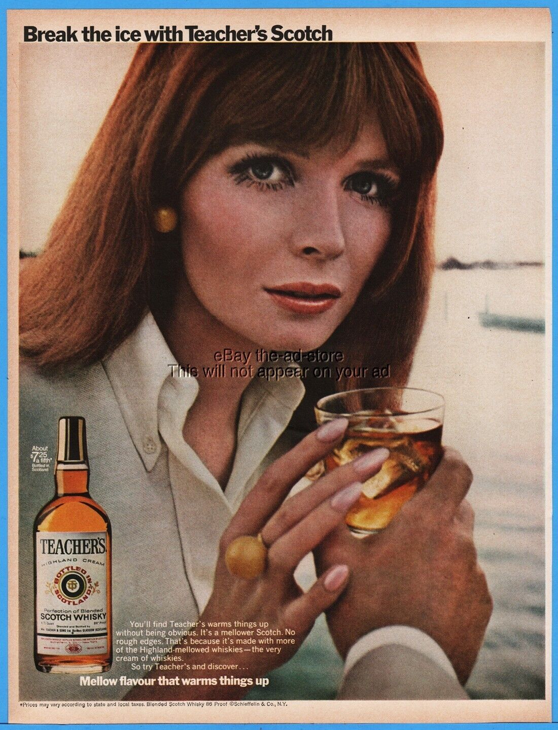 1968 Teacher\'s Highland Cream Scotch Whisky beautiful redhead women photo ad