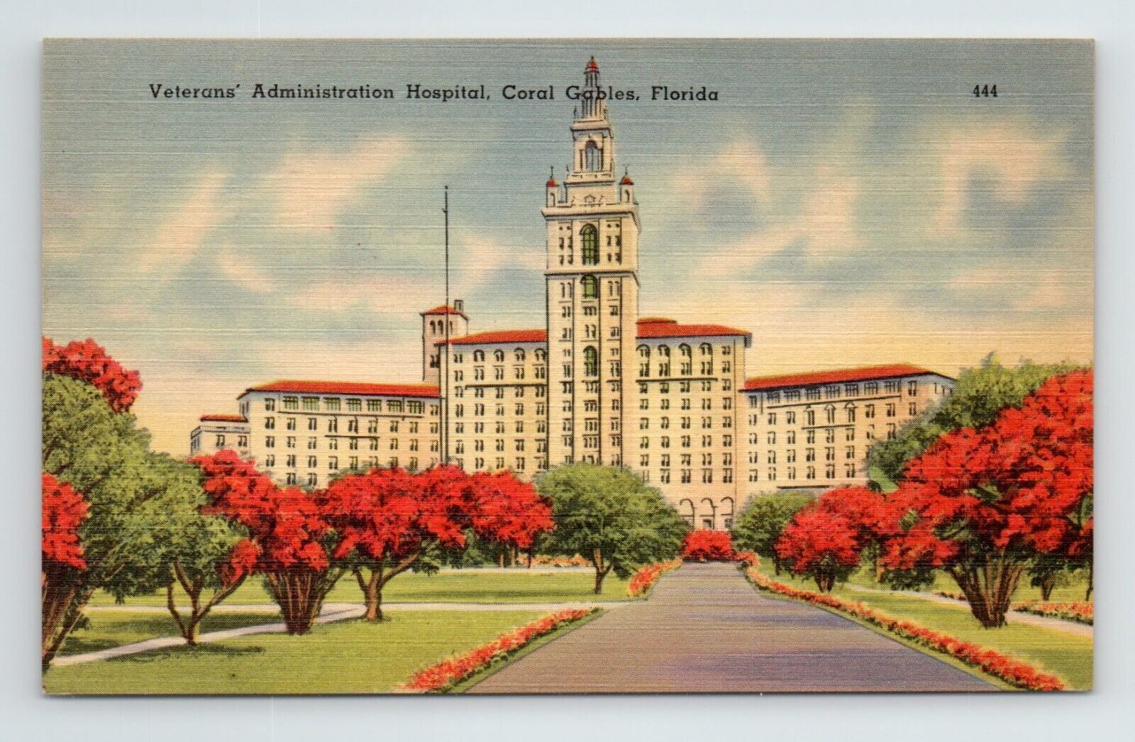 1950s United States Veterans VA Hospital Postcard Coral Gables Florida FL VTG