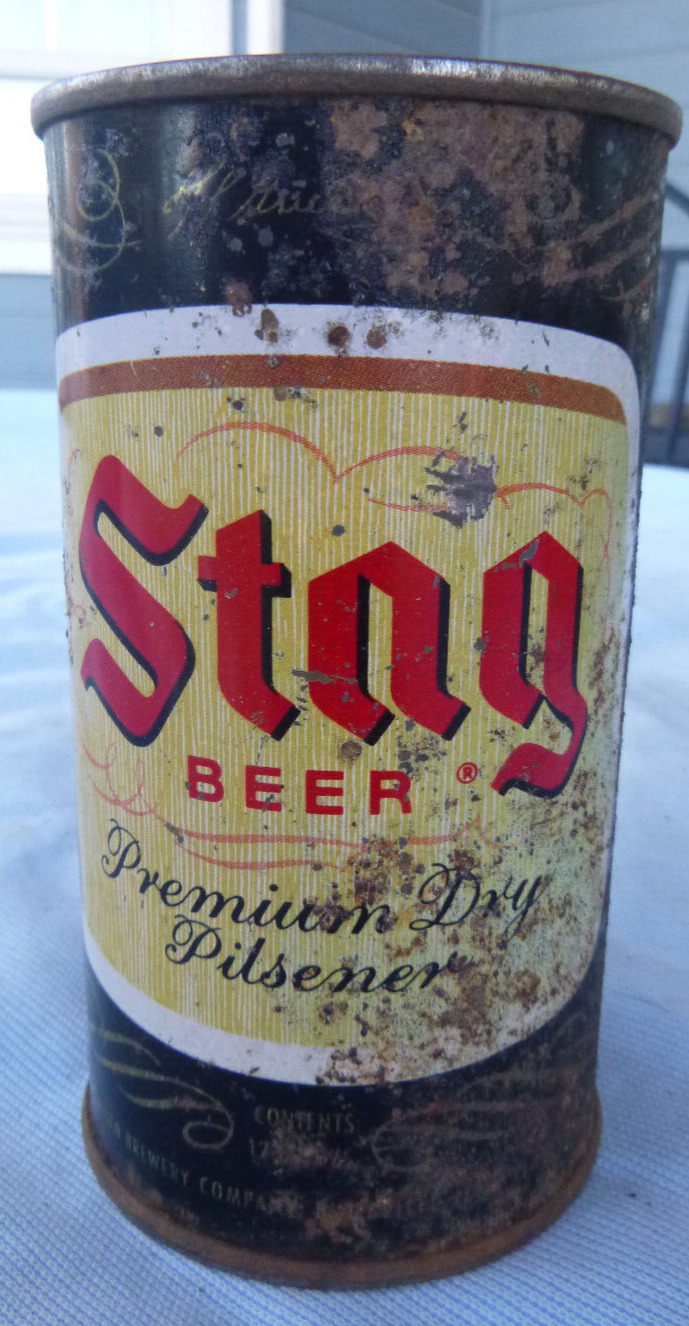 vintage Stag 12oz  flat Top Beer Can Griesedieck Western Brewing First Dry Beer