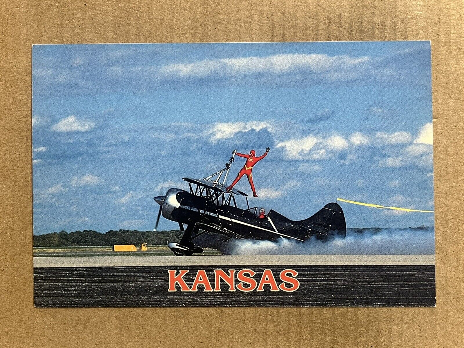 Postcard Topeka KS Kansas Air Show Plane Wing Walker Forbes Field Air Force Base