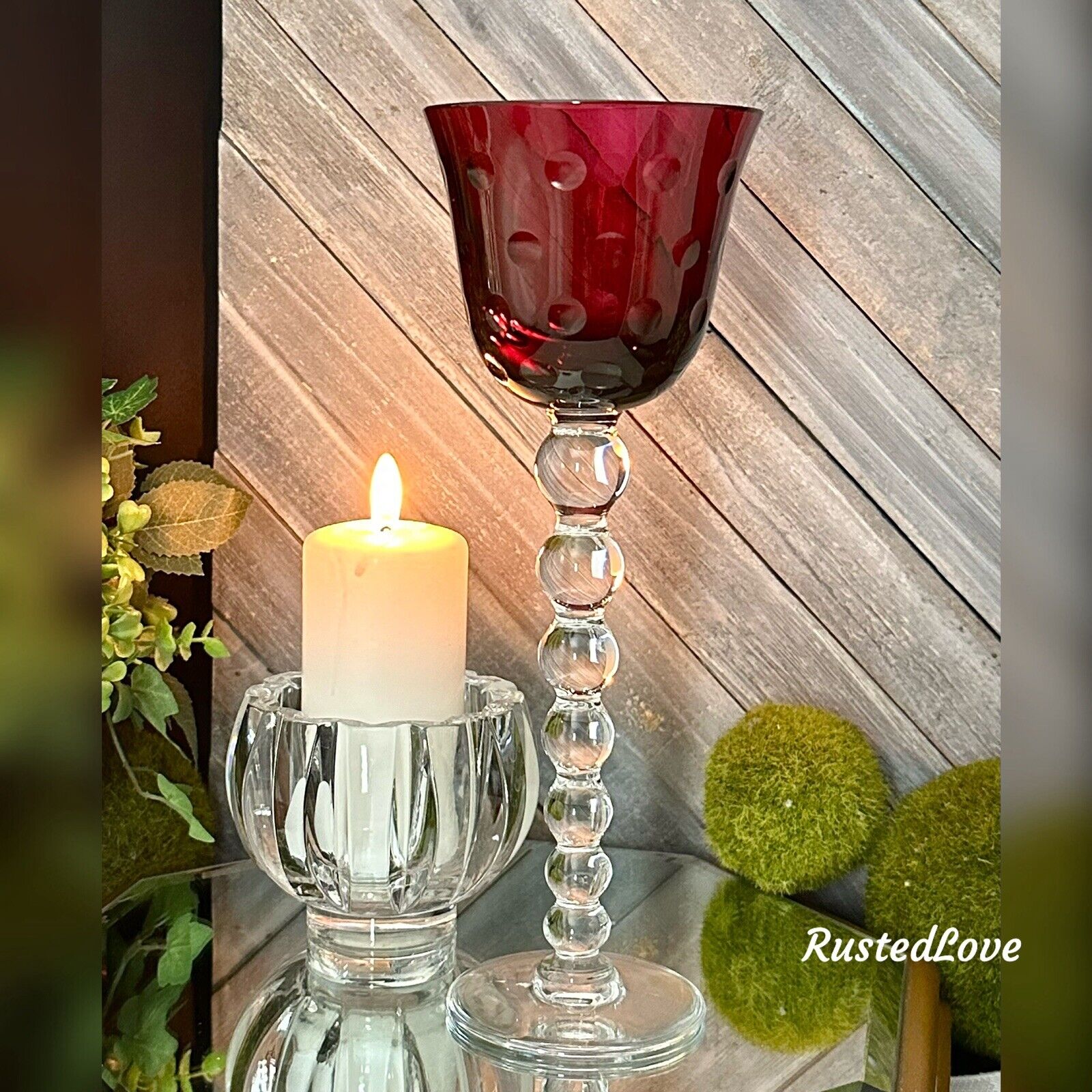 Amethyst Bubbles by Saint Louis Wine Glass Vintage France Blown Glass 9 5/8\