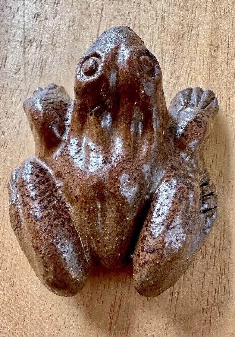 Vintage Ceramic Pottery Sewer What Cheer Iowa IA Male Frog Toad Brown