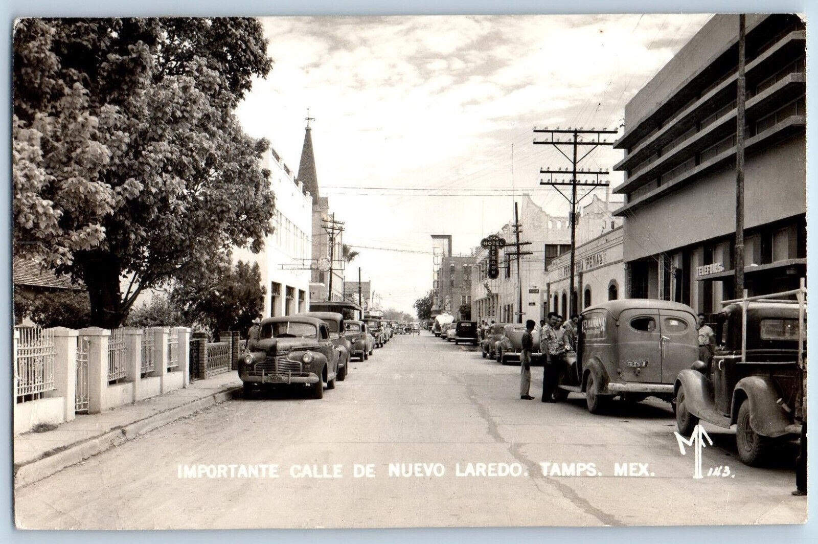 Tamaulipas Mexico Postcard Important Street of Nuevo Laredo 1955 RPPC Photo