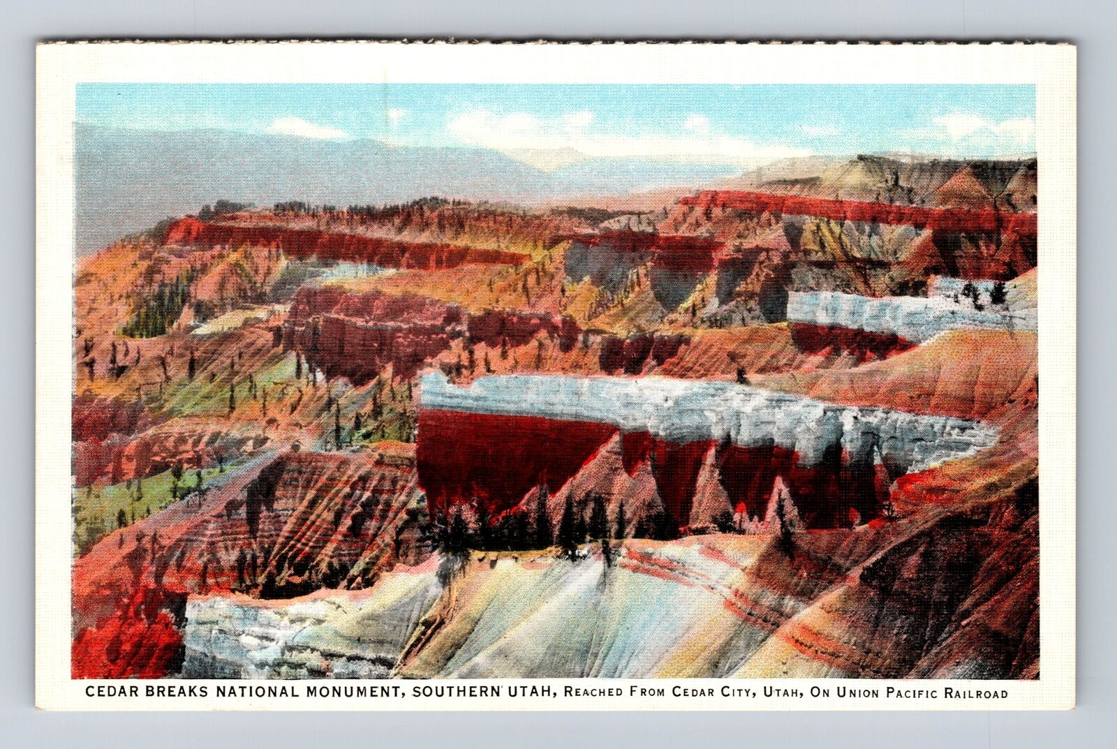 Cedar Breaks National Monument, Aerial Scenic View, Antique, Vintage Postcard