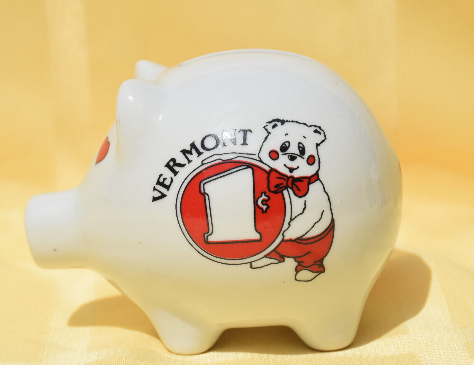 Vintage Vermont Souvenir Piggy Bank Small 3.5 Inch Very Good Condition