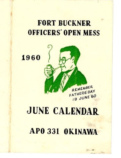 1960 U S Army Fort Buckner Officers\' Open Mess APO 331 Okinawa Japan Calendar