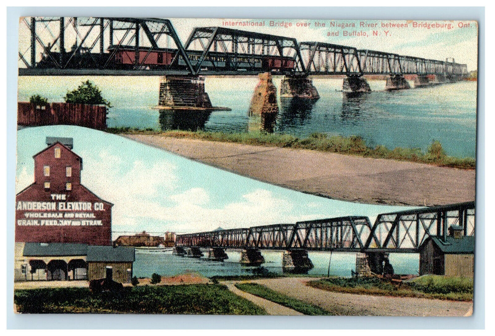 c1910 Bridge Over Niagara River Between Bridgeburg Ont and Buffalo NY Postcard