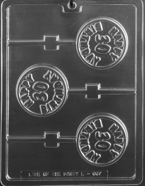 HAPPY 30TH BIRTHDAY LOLLY MOLD candy plaster soap molds 30 thirty 