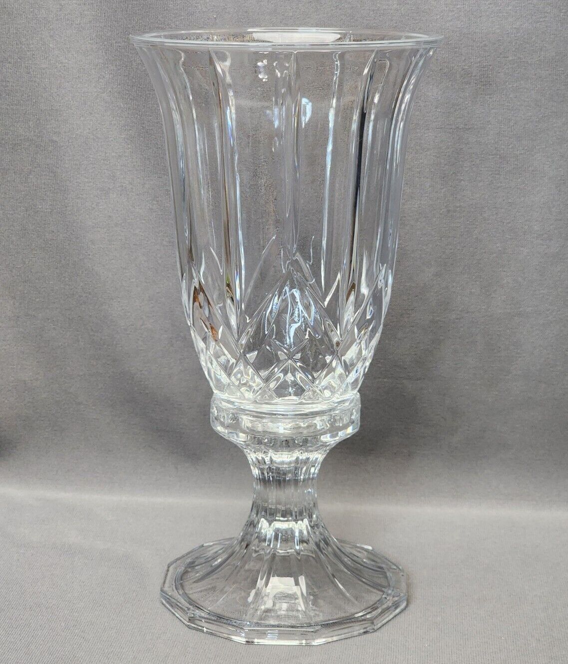 Vintage Towle Heavy Cut Crystal Hurricane Lamp Candle Holder 11.75\