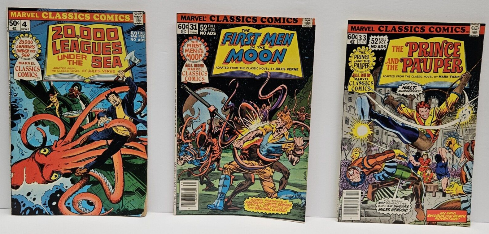 Marvel Classics Comics 20,000 Leagues Under The Sea First Men In Moon Lot Of 3