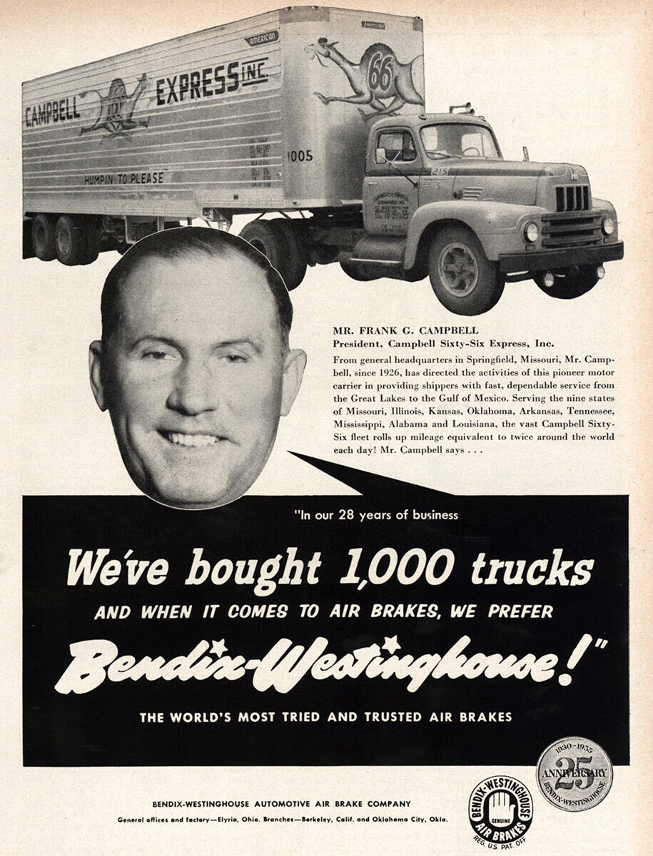 1955 Bendix Westinghouse: Campbell Sixty Six Express Vintage Print Ad
