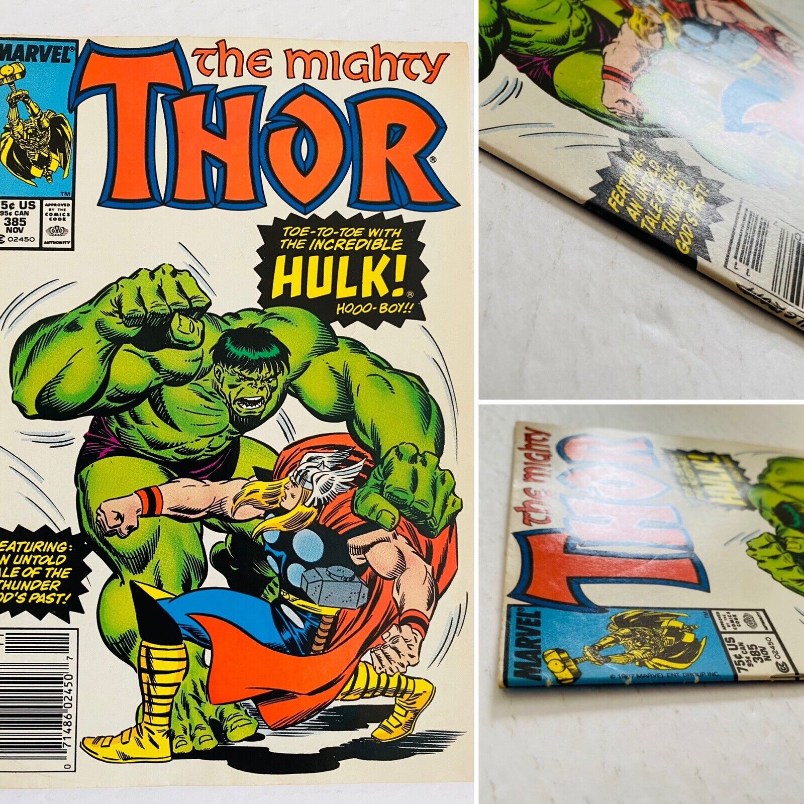 Thor #385 Incredible Hulk Cover Marvel Comics 1987 VFNM NEWSSTAND 1st print
