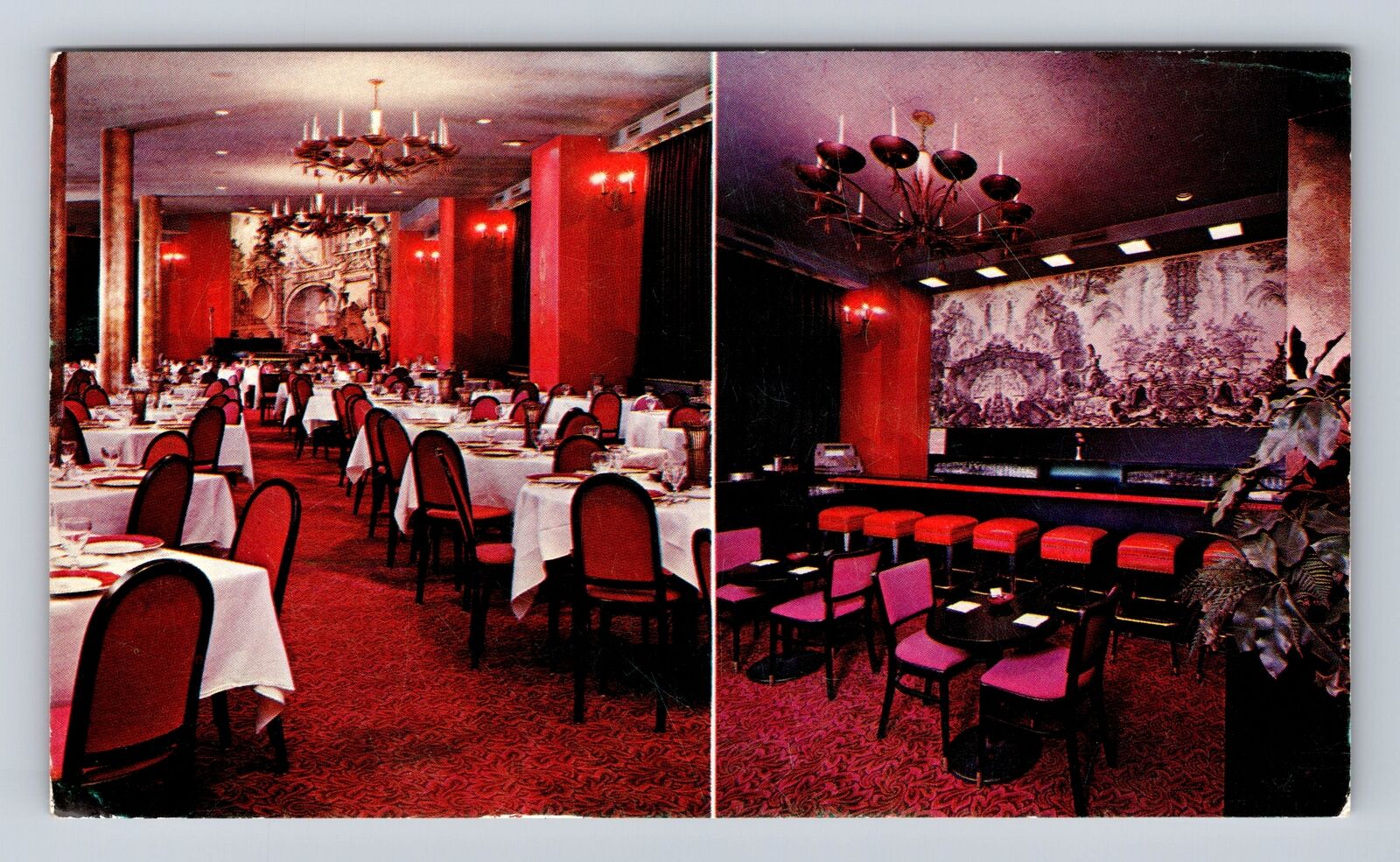 Denver CO-Colorado, Brown Palace Hotel San Marco Room Alibi Bar Vintage Postcard