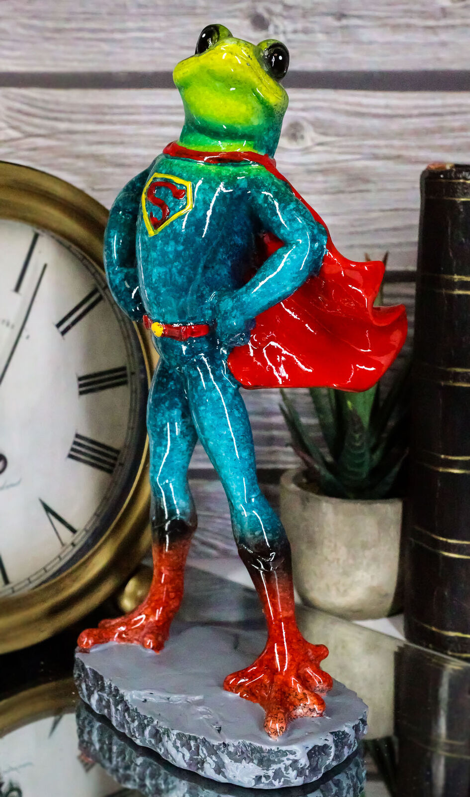 Ebros Superhero Frog Superman Statue 8\