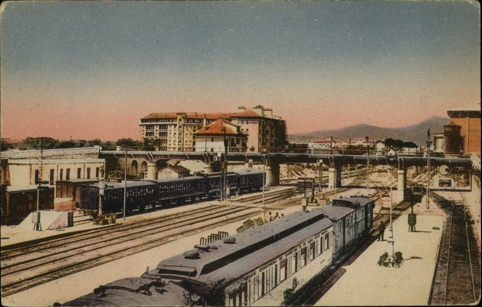 Toulon France ~ train station ~ gare ~ vintage postcard