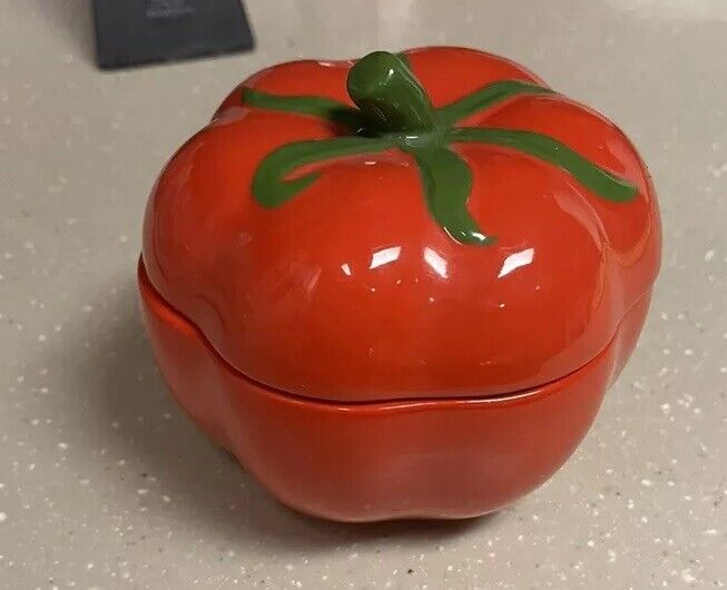 Ceramic Red Tomato Cookie Jar with Lid