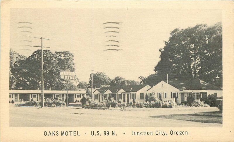 Oregon Junction City Oaks Motel US 99 National Press Postcard 22-3617