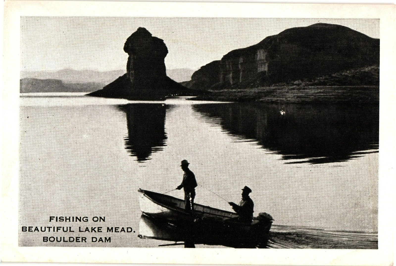 Boulder Dam Fishing on Lake Mead Vintage Postcard JCB one cent Hoover Dam