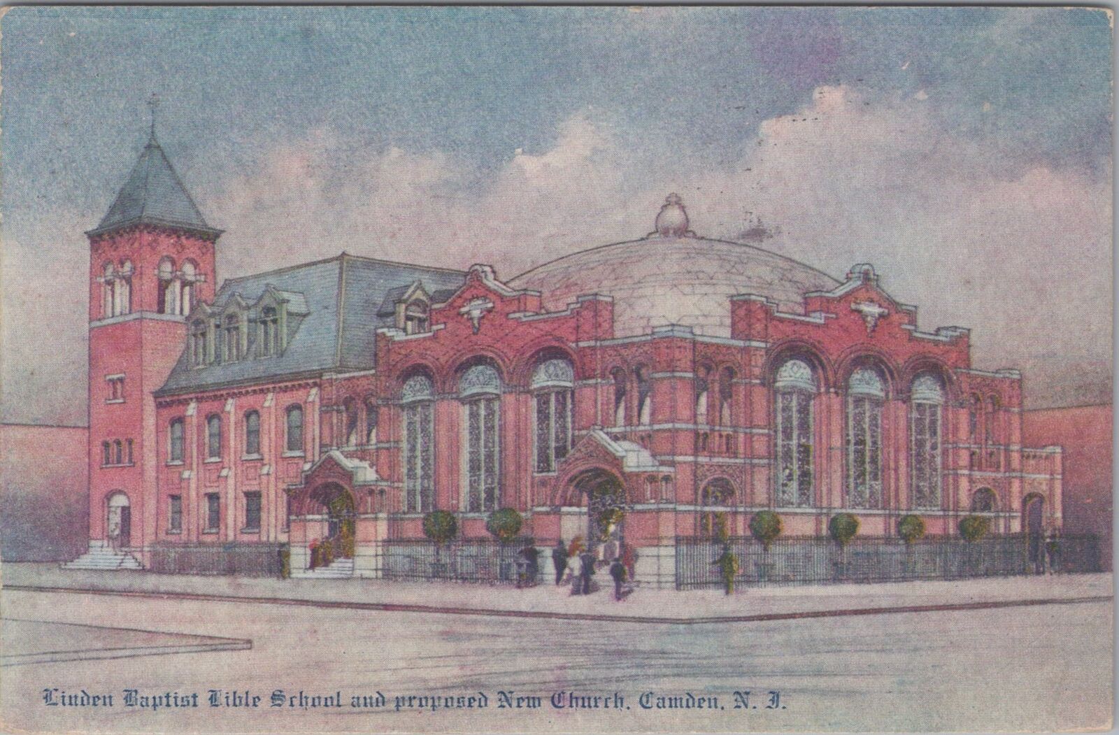 Camden Baptist Bible School Proposed New Church Camden New Jersey 1908 Postcard
