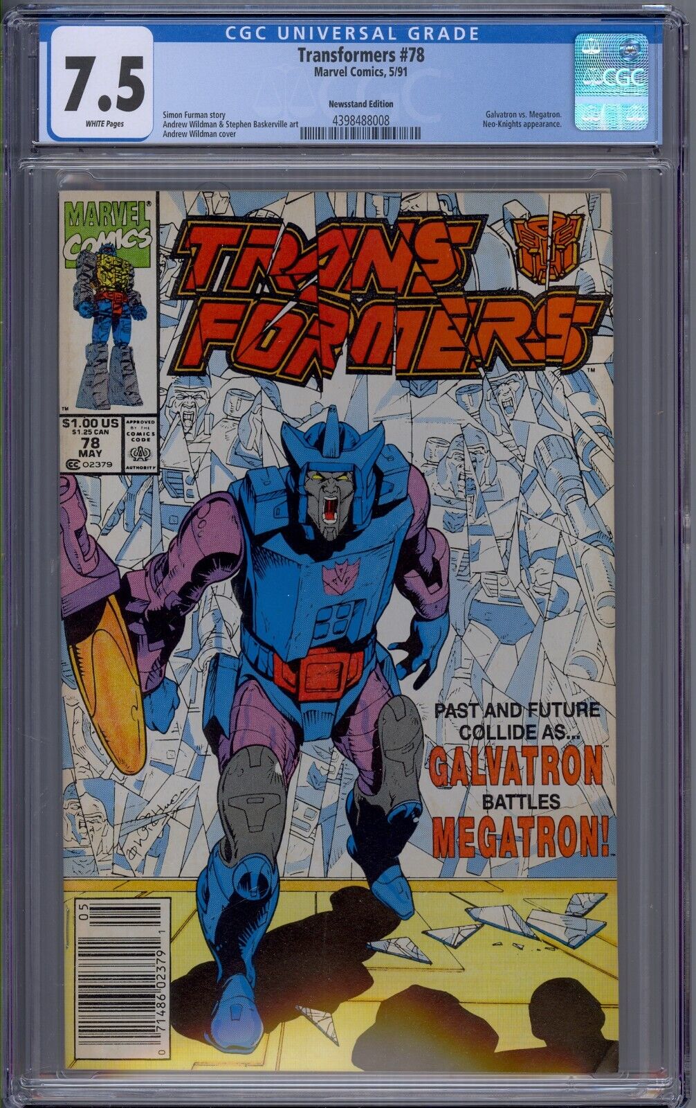 Transformers #78 1991 Marvel Comics CGC 7.5 Newsstand White Pages
