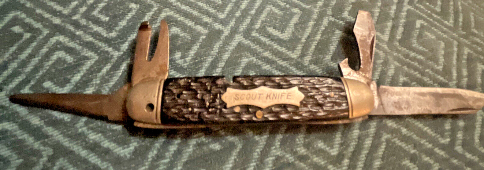 Vintage 1930s-1940s Syracuse Knife Co. 4 Blade Boy Scout Knife With Bail