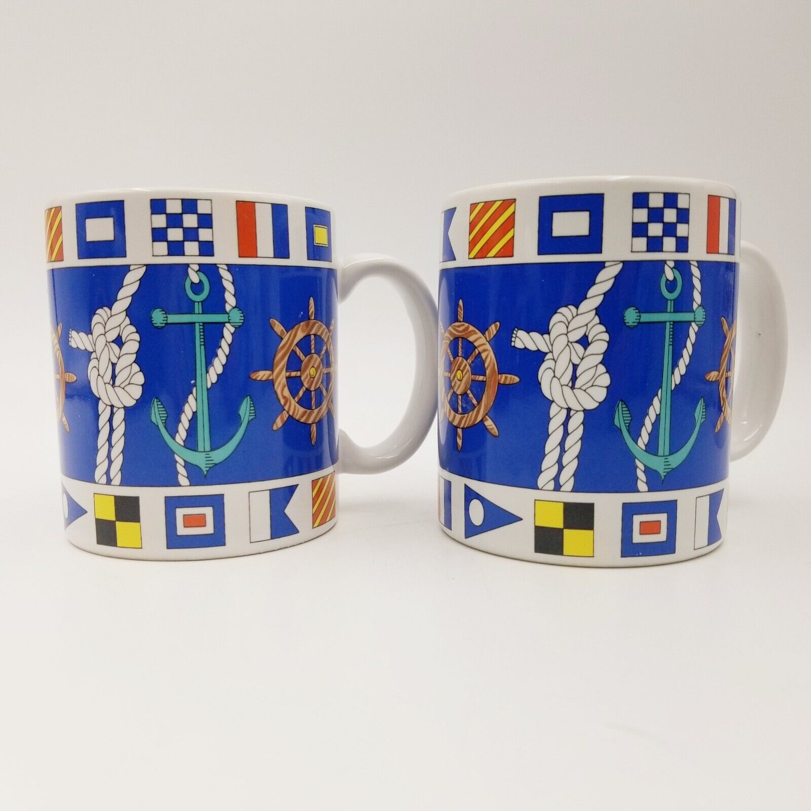 Stanley Papel Otagiri Nautical Coffee Mug Cup Porcelain Ceramic Vintage Set of 2