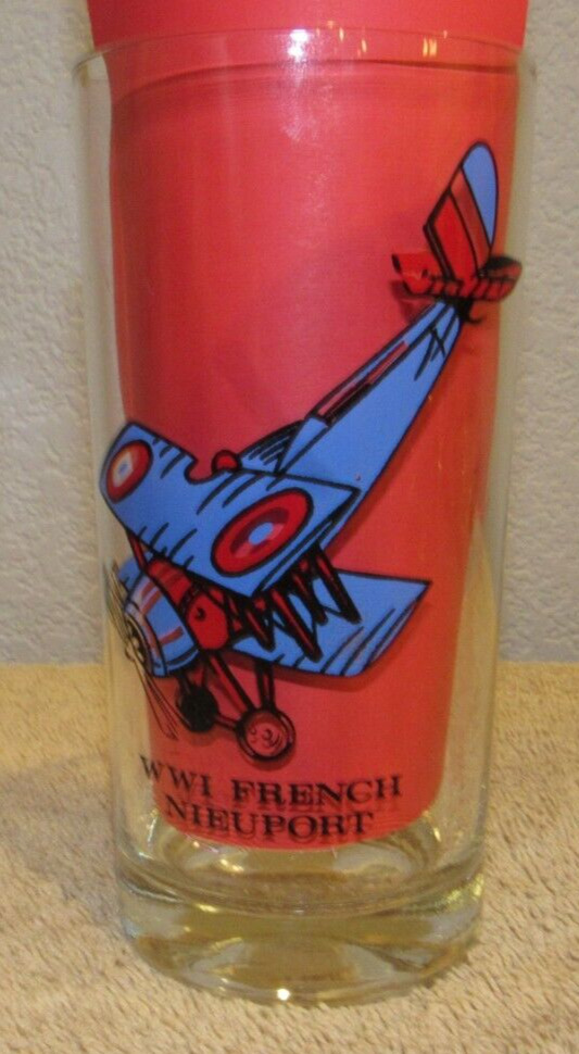 Vintage Georges Guynemer WWI French Nieuport Airplane Tumbler Glass