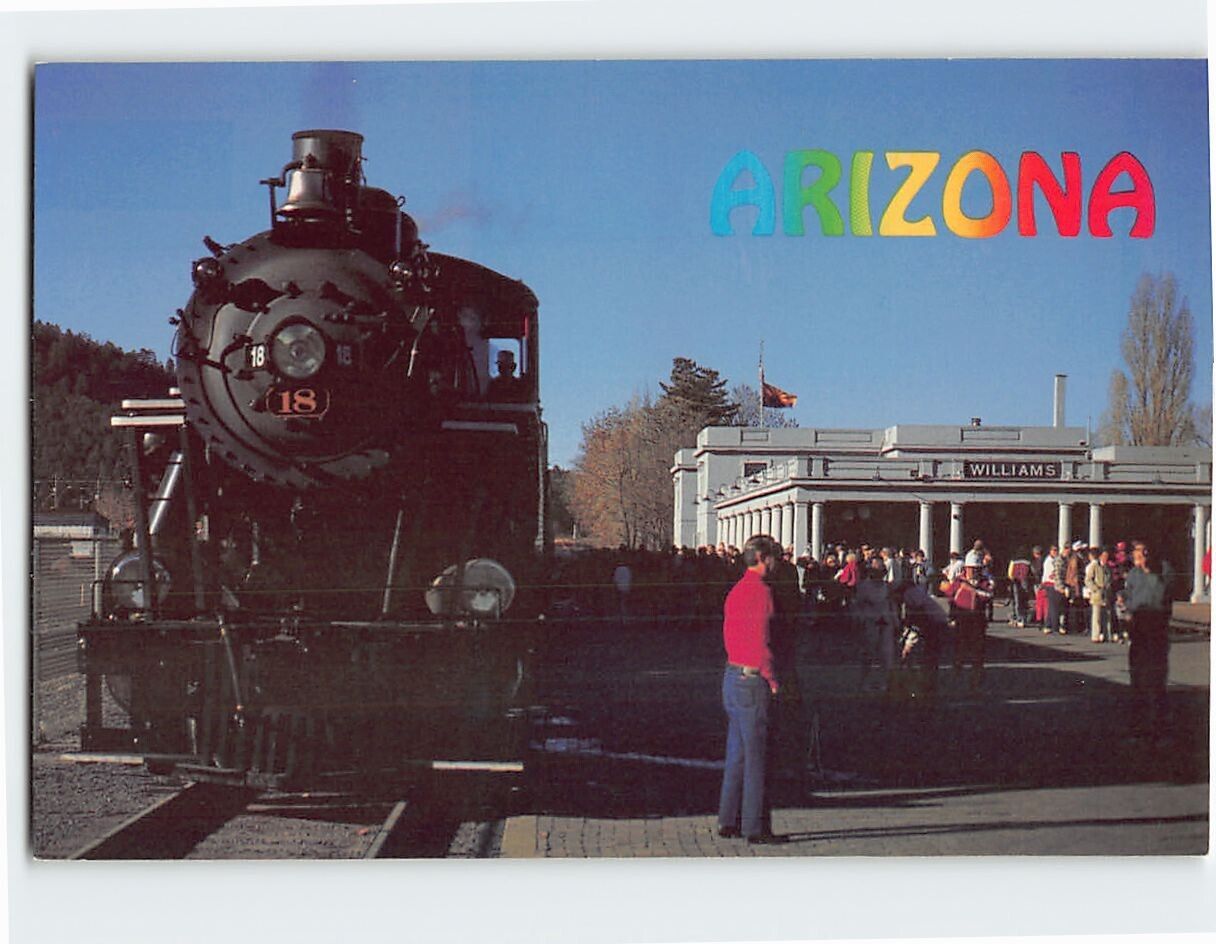 Postcard Engine No. 18 Leaving Williams Arizona USA