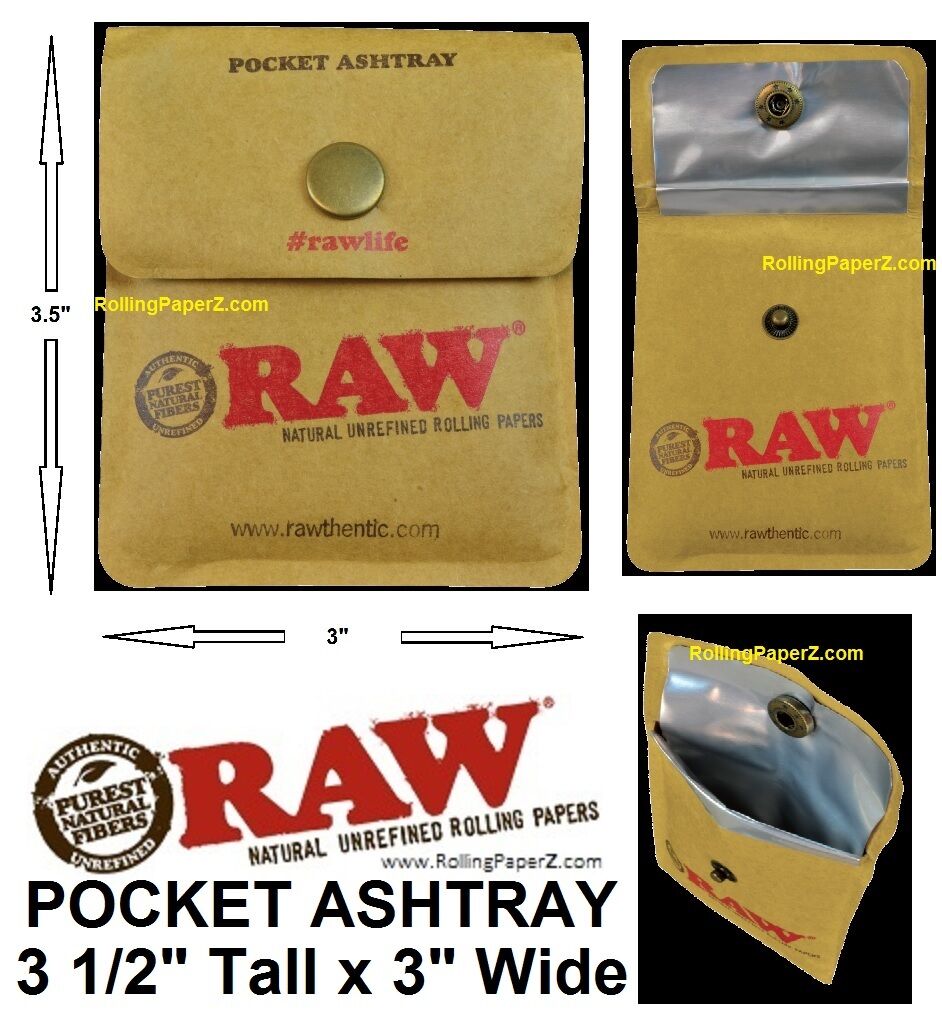 3 X RAW Rolling Papers Brand Pocket/Purse Ashtray or Snap Travel Cigarette Case 