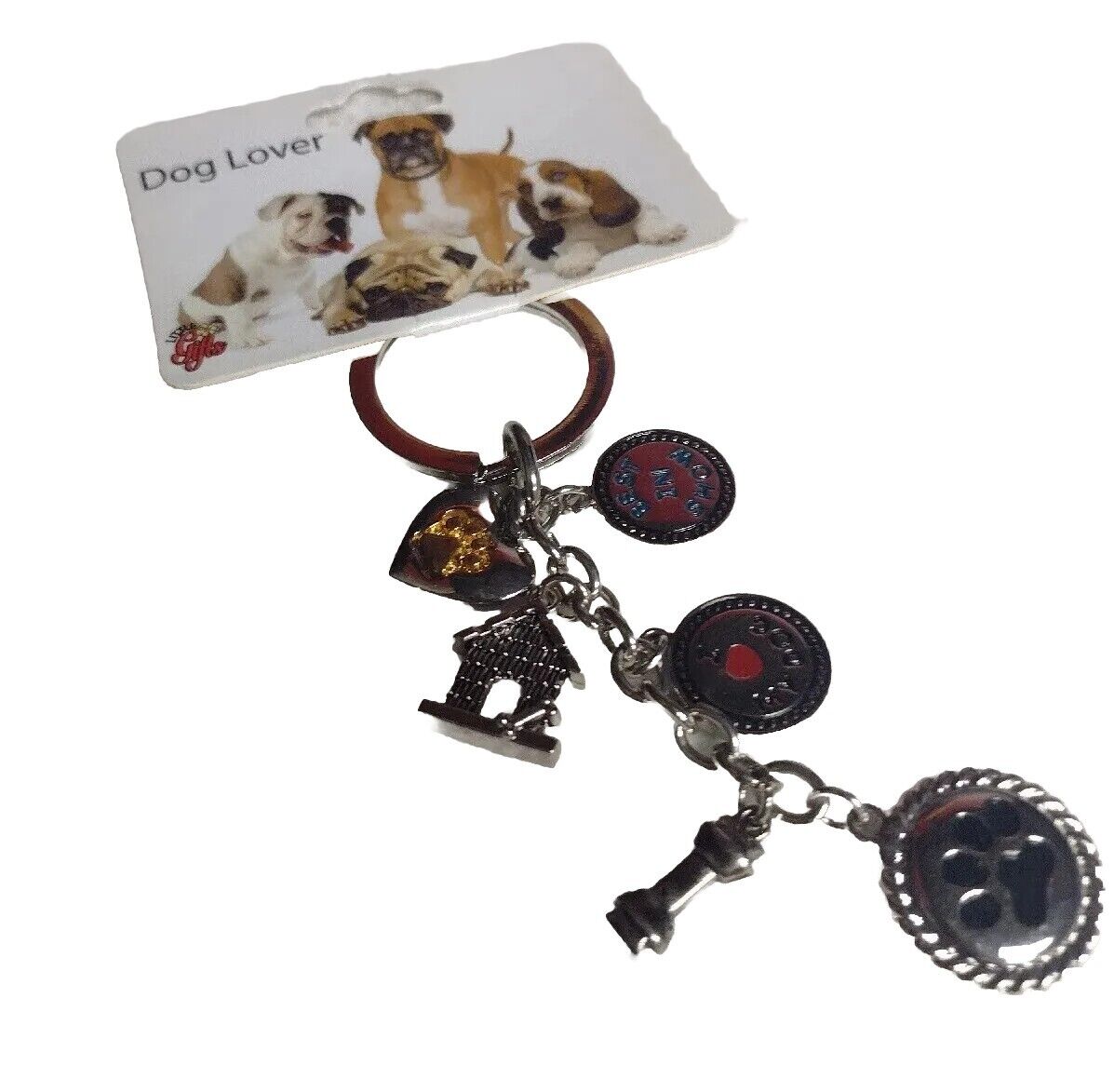 LITTLE GIFTS Dog Lover Keychain  Silver Color Stainless  Steel.