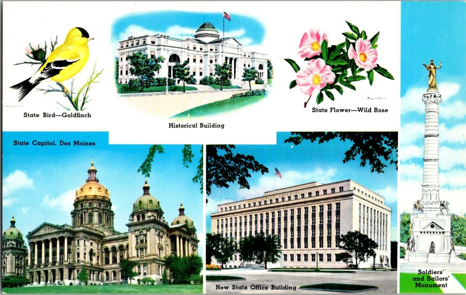 Vintage Postcard Greetings From Iowa Multi-View