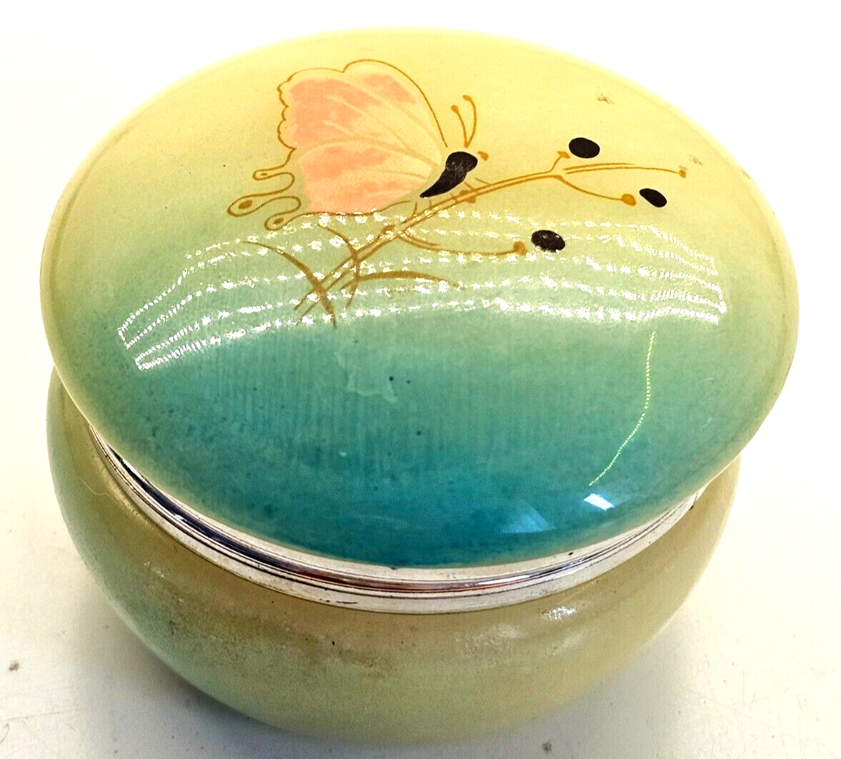 Beautiful decorative porcelain jar holder with butterfly pattern
