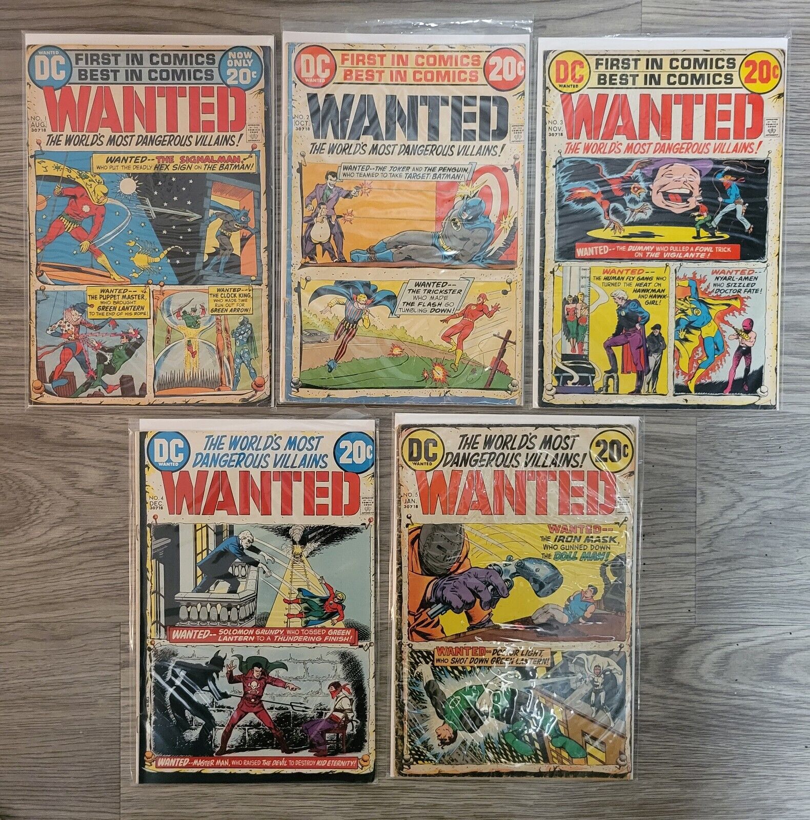 Wanted World\'s Most Dangerous Villains 1 - 5 Bronze Age DC Comics Lot 1972 VG-FN