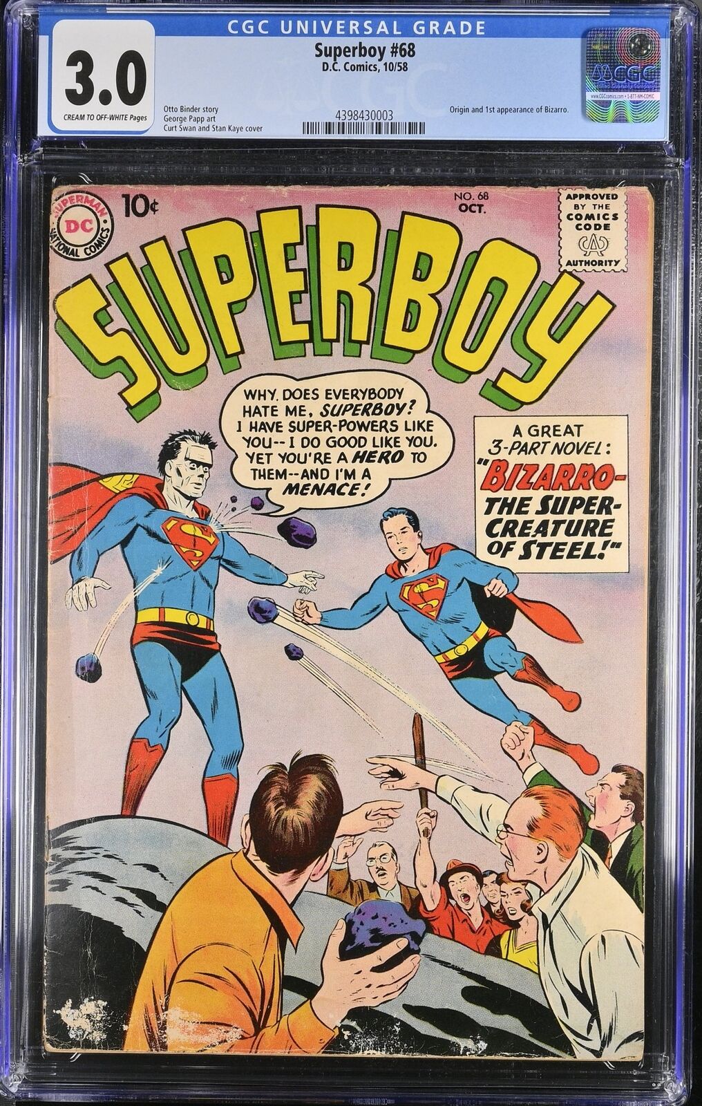 Superboy #68 CGC GD/VG 3.0 1st Appearance of Bizarro Swan/Kaye Cover Art