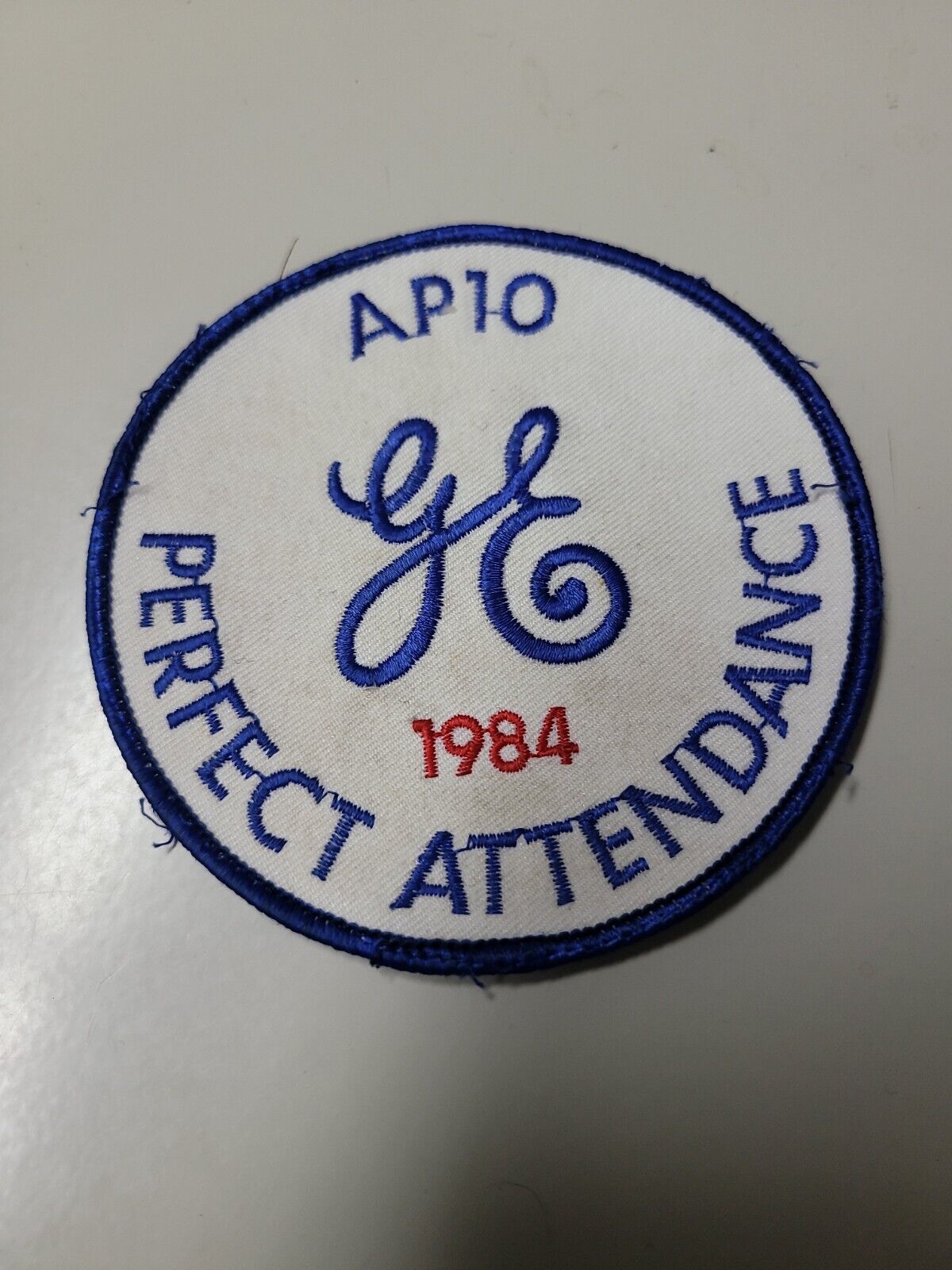 Vintage 1984 GE GENERAL ELECTRIC Patch Perfect Attendance AP10