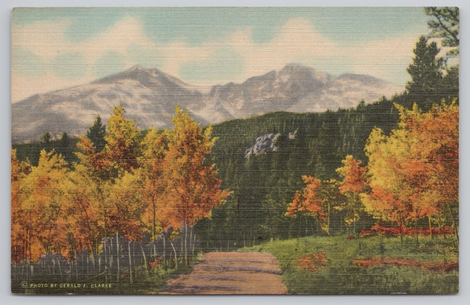 Postcard Long\'s Peak Colorado by Gerald J Clarke Vintage Linen 14er