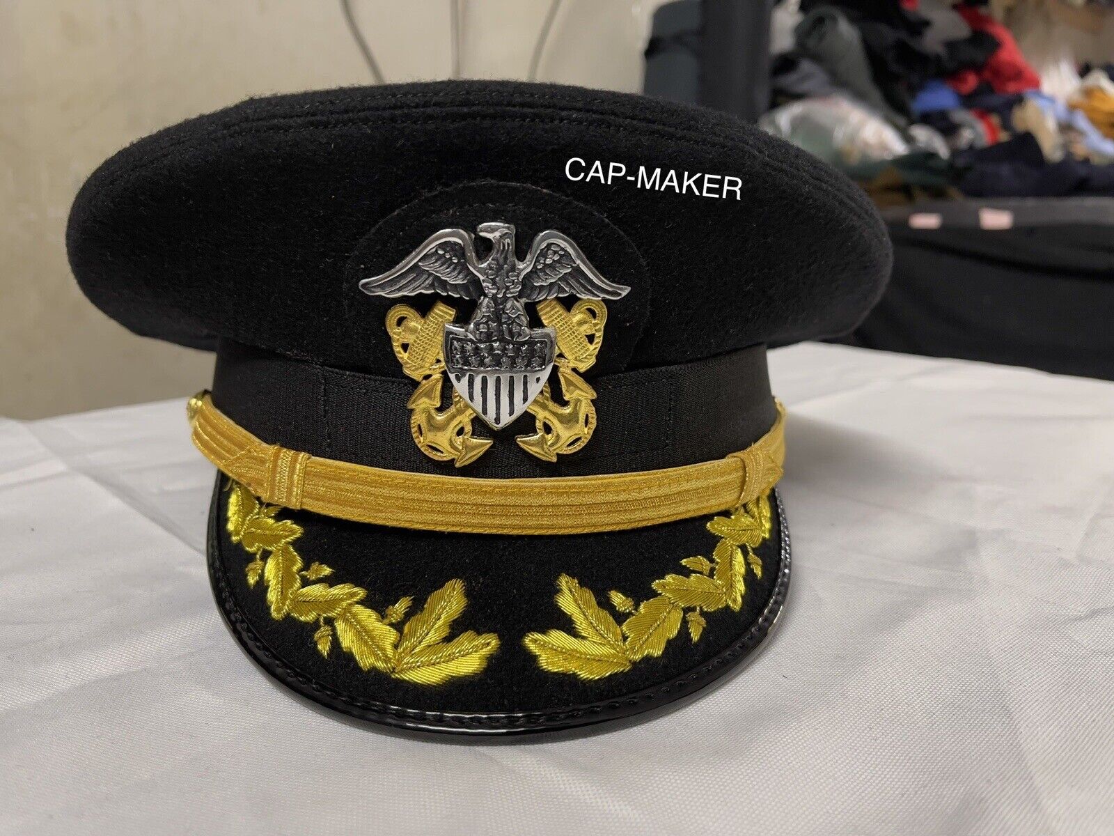 Us Navy Officer Visor Cap Hat, US Navy Commander captain Rank Cap 58 CmSizes 