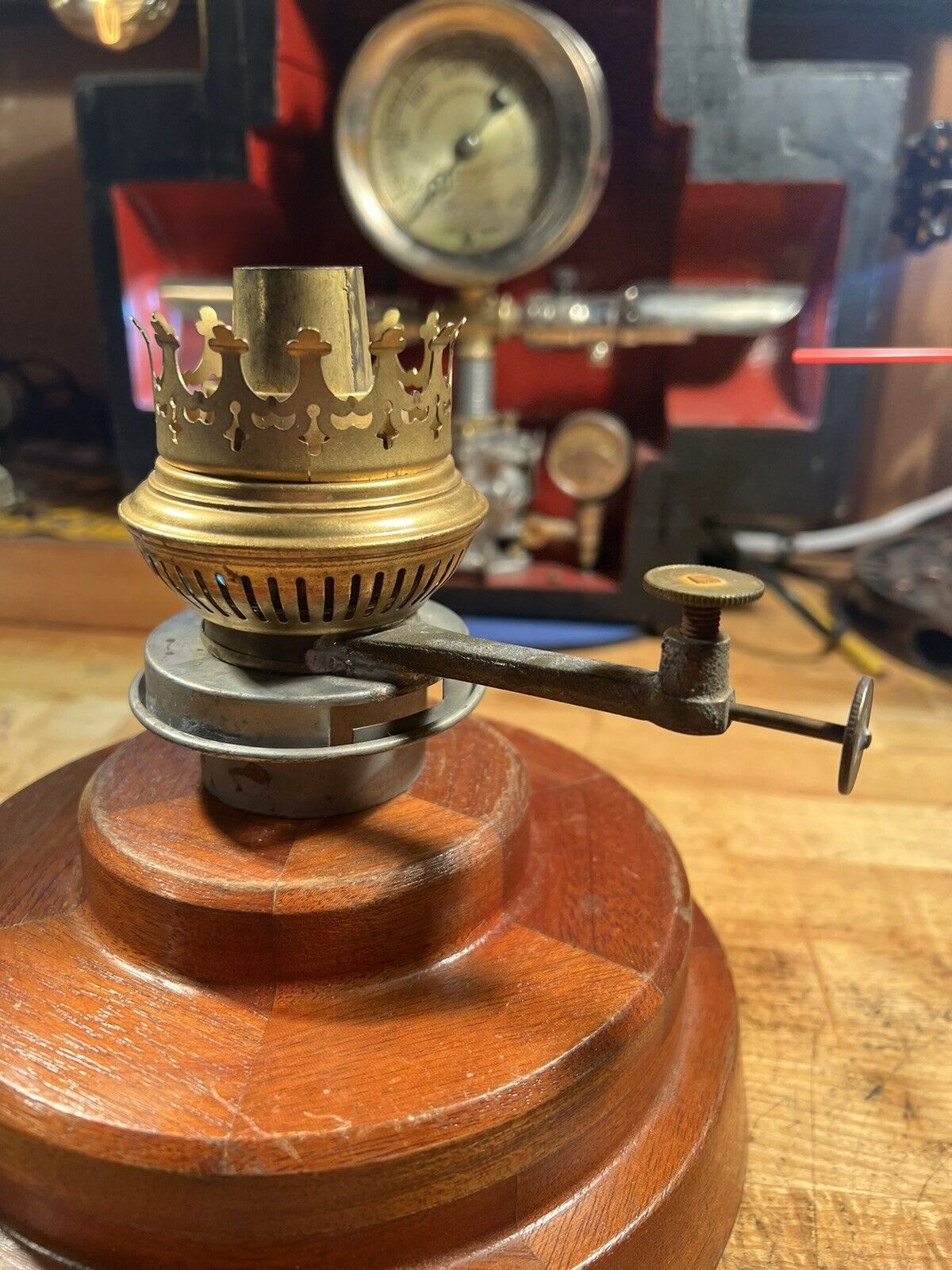 Antique Unusual Brass & Iron Oil/Kerosene  Lamp Burner