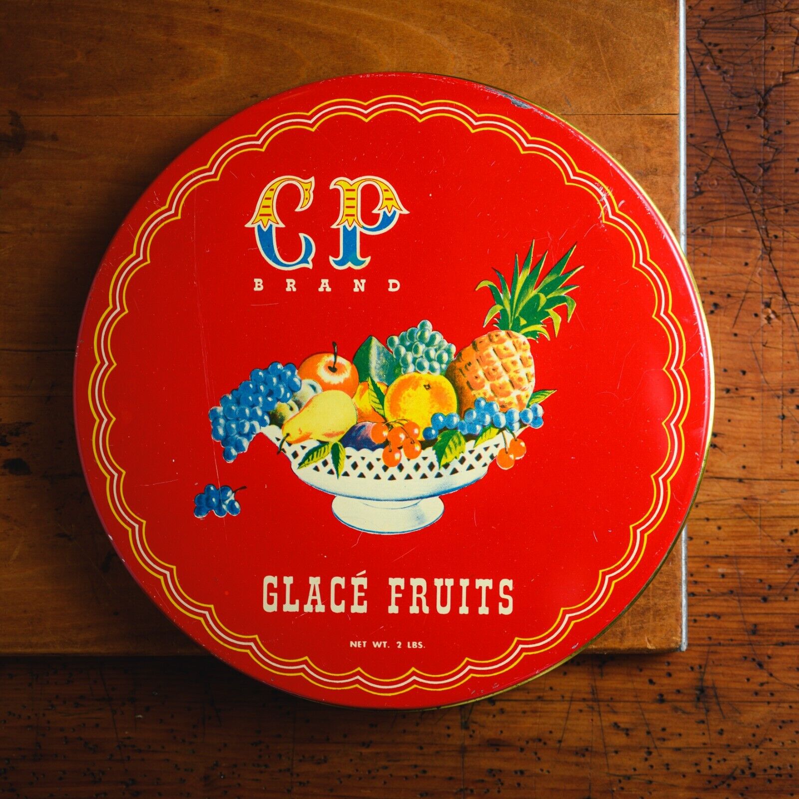Vintage CP Brand Glace Fruits Red Tin 9\