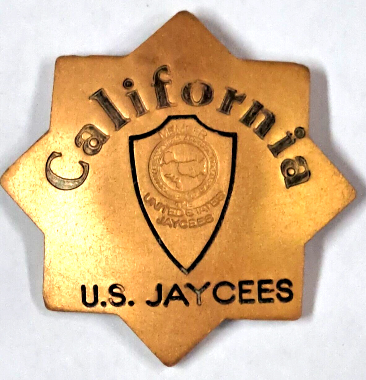 Vintage metal California U.S. Jaycees badge pin pinback