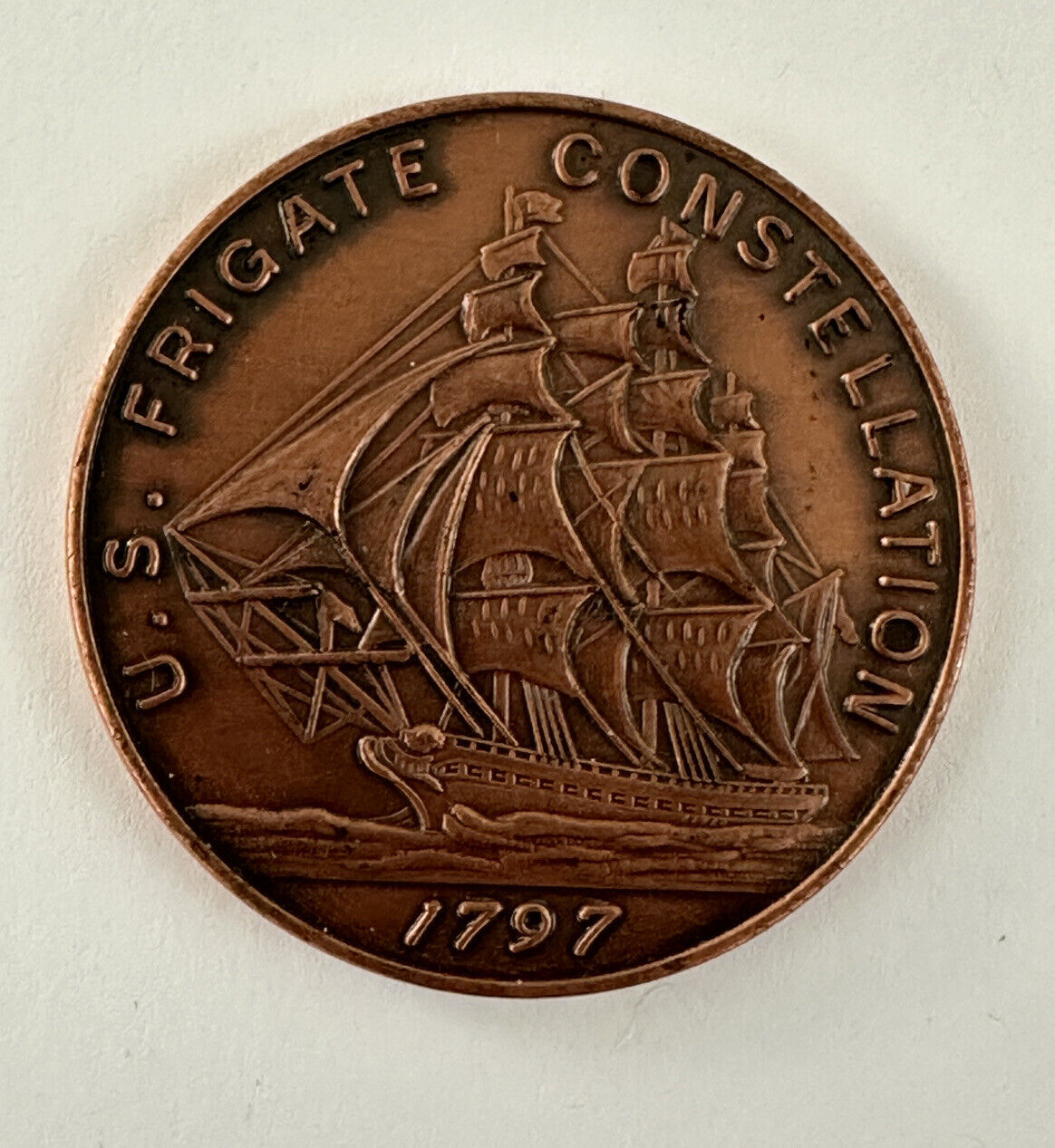 1797 US Frigate Constellation Copper Metal Coin Token Excellent Condition