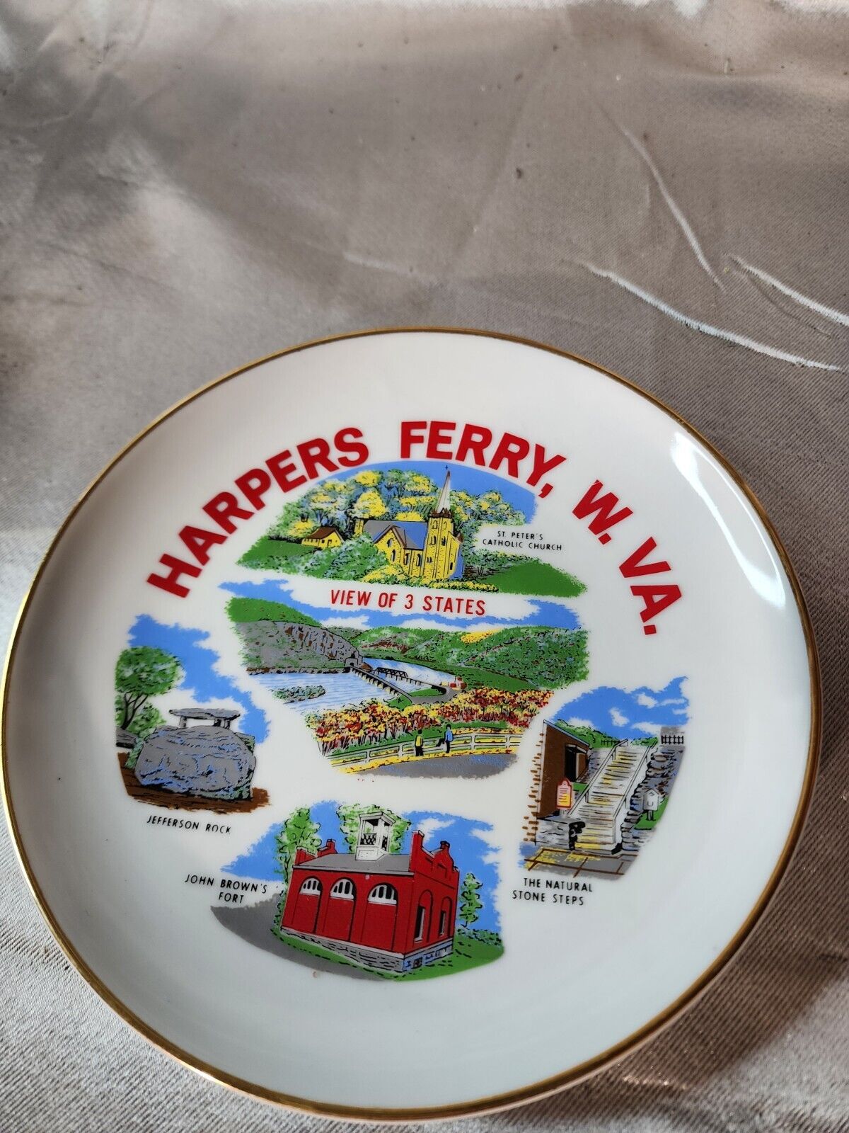 Vintage Harper's Ferry West Virginia Souvenir Plate Decorative Collector Travel