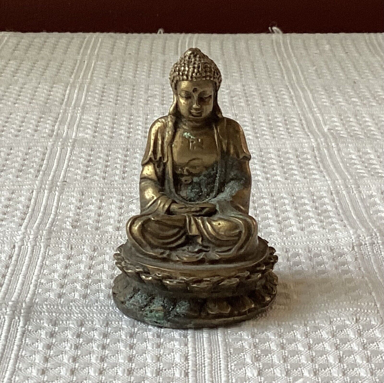 Vintage Miniature Brass Buddha Figurine, 2 1/4\