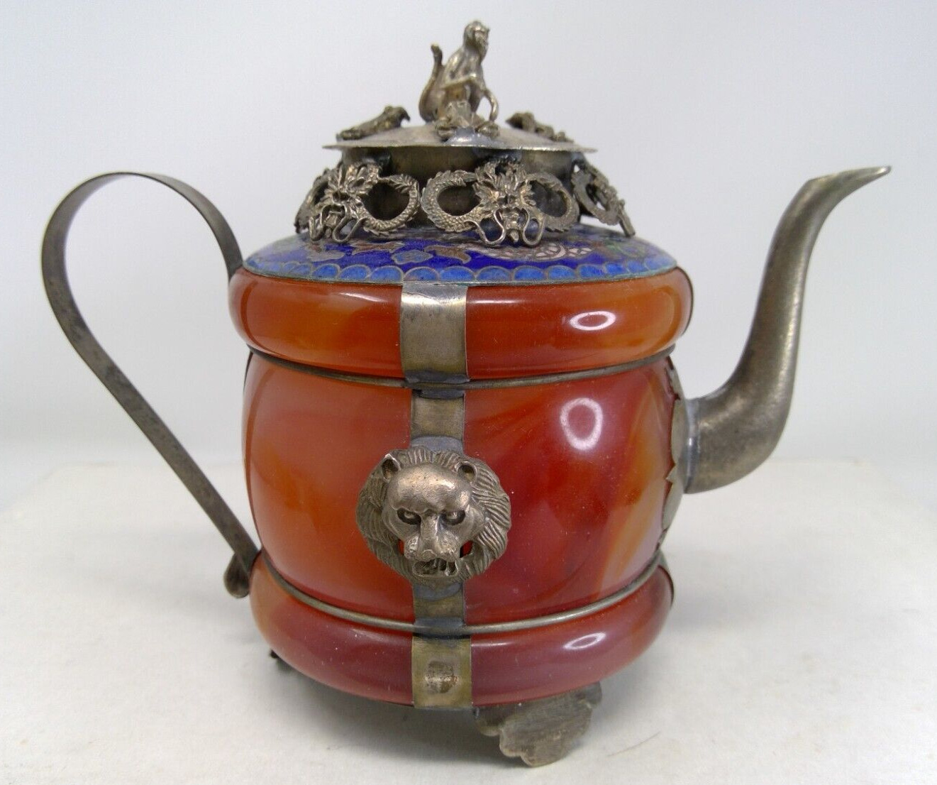 Vintage Small Asian Teapot with Cloisonne
