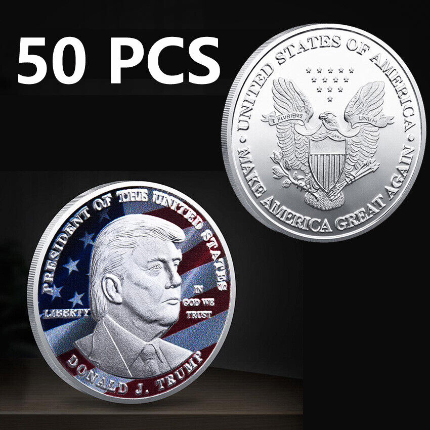 50PCS Metal Commemorative Coin 2024 President Donald Trump Take America Back
