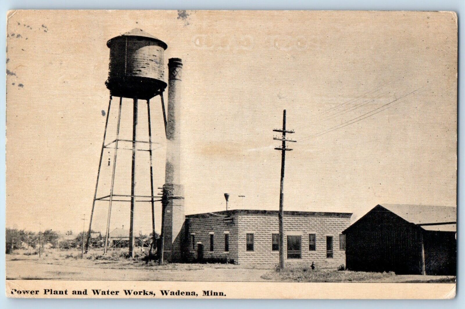 Wadena Minnesota Postcard Power Plant Water Works Exterior c1912 Vintage Antique