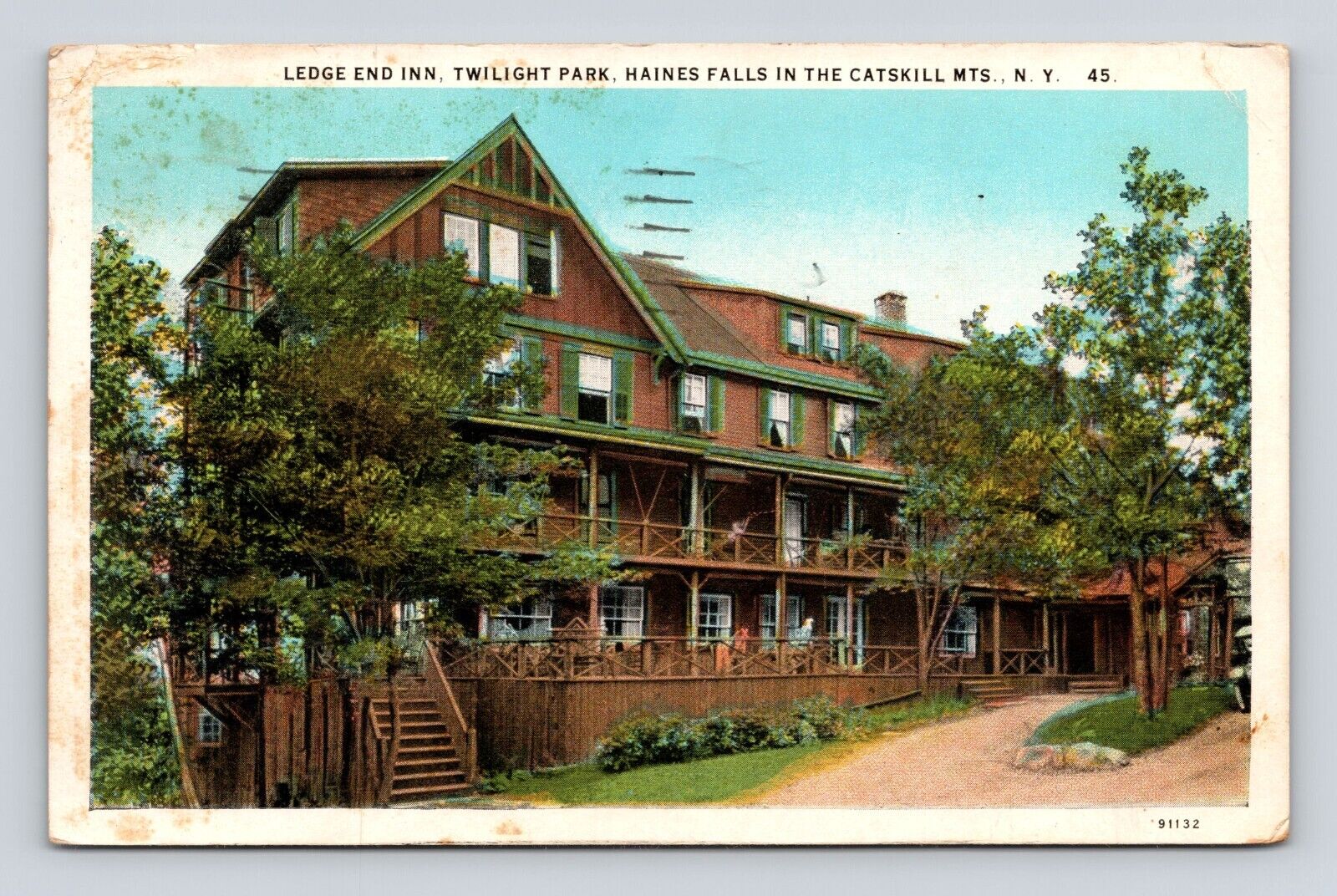 Old Postcard Albany NY 1935 Ledge End Inn Twilight Park Haines Falls Catskills